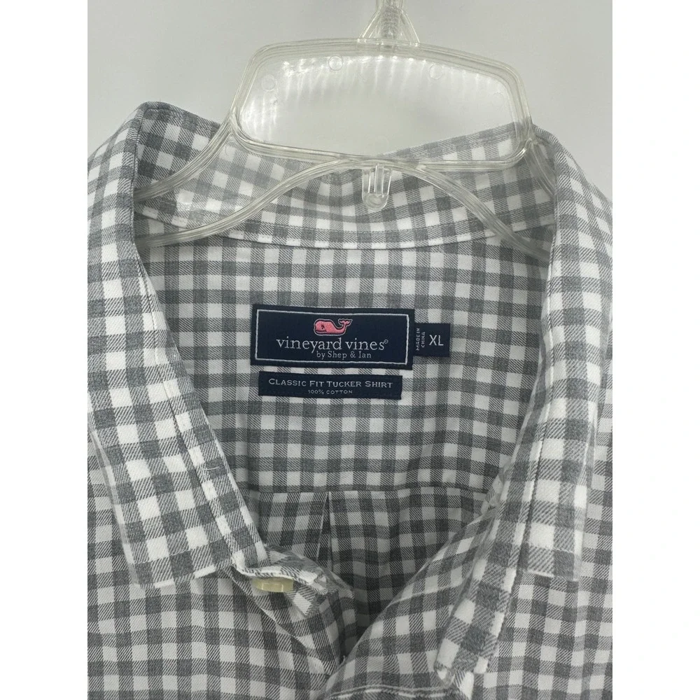 Vineyard Vines Classic Fit Tucker Shirt Mens XL Grey Gingham Cotton Button Down